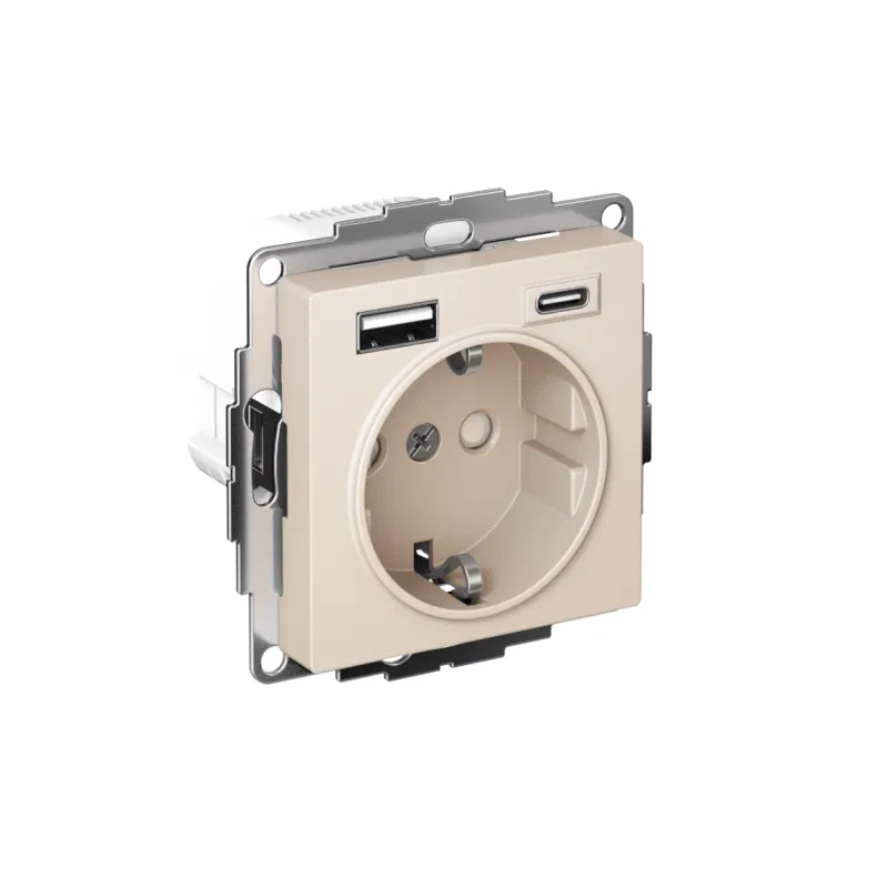 Розетка AtlasDesign 16А с 2-мя заряд. устройствами USB тип A+C 5В/2.4А 2х5В/1.2А механизм беж. SE ATN000232 Systeme Electric