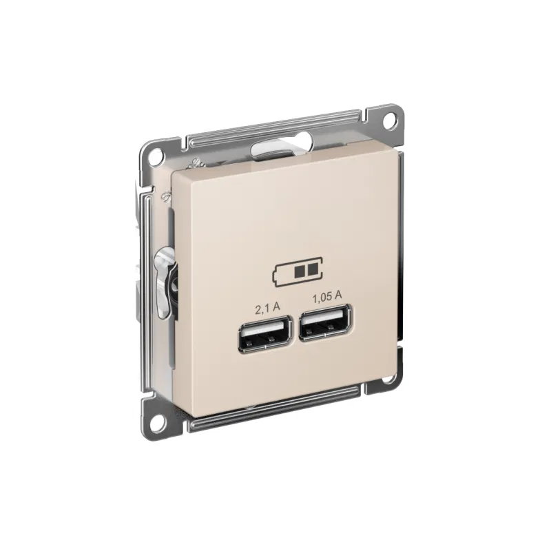 Розетка USB AtlasDesign тип A+A 5В 1х2.1А 2х1.05А механизм беж. SE ATN000233 Systeme Electric