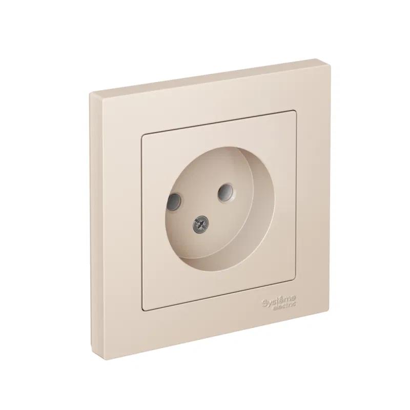 Розетка 1-м СП AtlasDesign 16А IP20 без заземл. в сборе беж. SE ATN000240 Systeme Electric