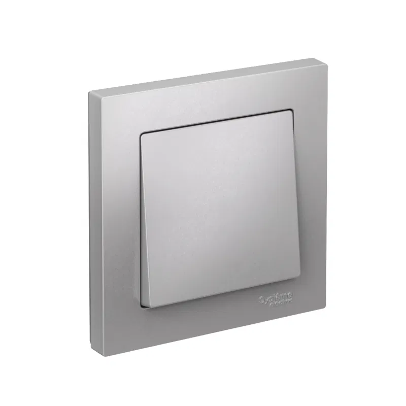 Выключатель 1-кл. СП AtlasDesign 10А IP20 (сх. 1) 10AX в сборе алюм. SE ATN000312 Systeme Electric