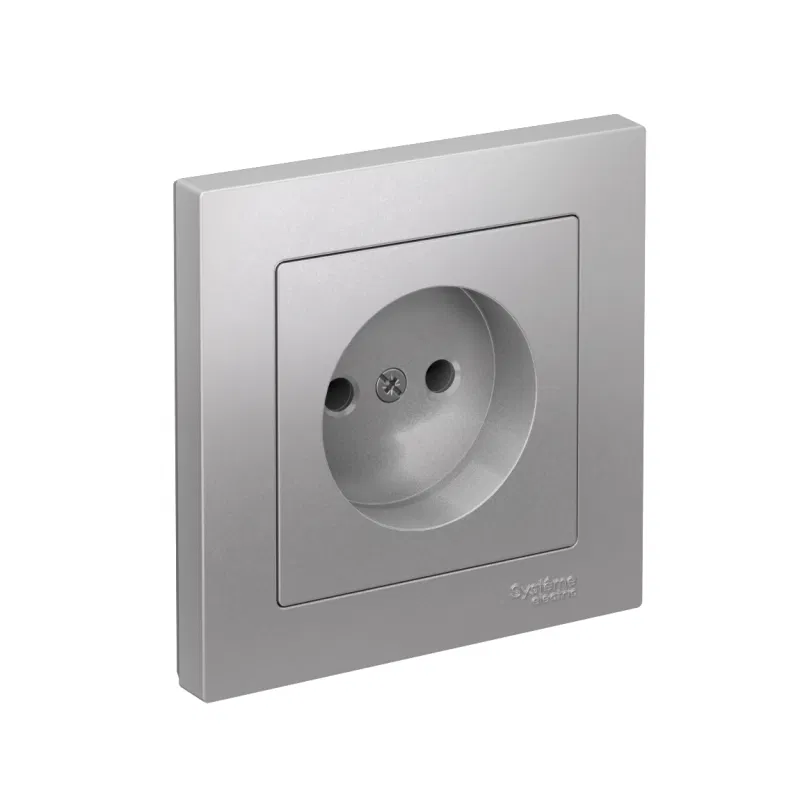 Розетка AtlasDesign 16А без заземл. быстрозажим. клем. в сборе алюм. SE ATN000340S Systeme Electric