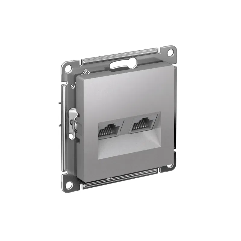 Розетка компьютерная 2-м AtlasDesign RJ45 кат.6A механизм алюм. SE ATN000388 Systeme Electric