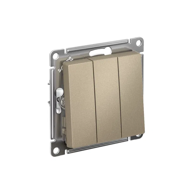 Выключатель 3-кл. СП AtlasDesign 10А IP20 (сх. 1+1+1) 10AX механизм шампань SE ATN000531 Systeme Electric