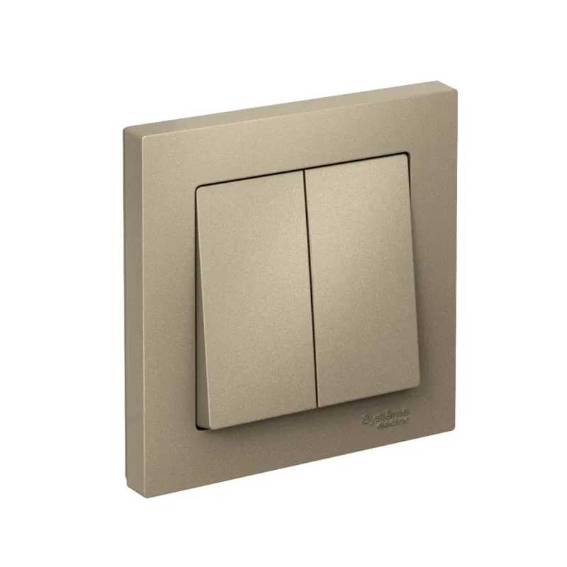Выключатель 2-кл. СП AtlasDesign 10А IP20 (сх. 5) 10AX в сборе шампань SE ATN000552 Systeme Electric