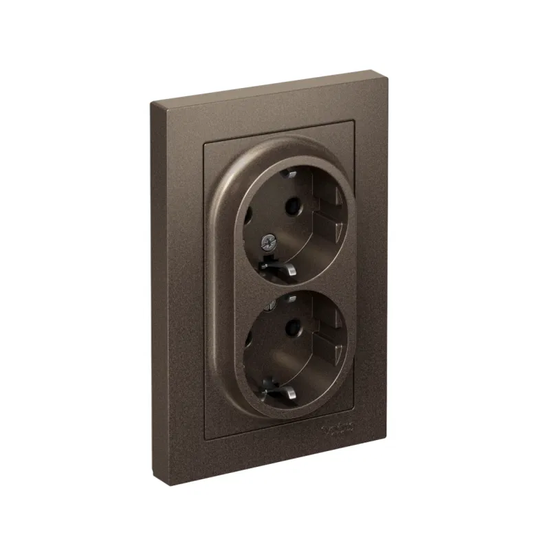 Розетка 2-м СП AtlasDesign 16А IP20 с заземл. в сборе мокко SE ATN000624 Systeme Electric