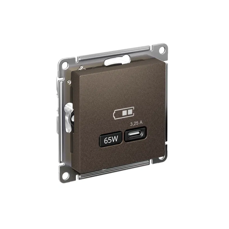 Розетка USB AtlasDesign тип C 65Вт QC PD высокоскор. ЗУ механизм мокко SE ATN000627 Systeme Electric
