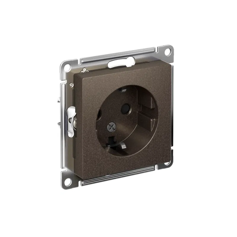 Розетка 1-м СП AtlasDesign 16А IP20 с заземл. защ. шторки механизм мокко SE ATN000645 Systeme Electric