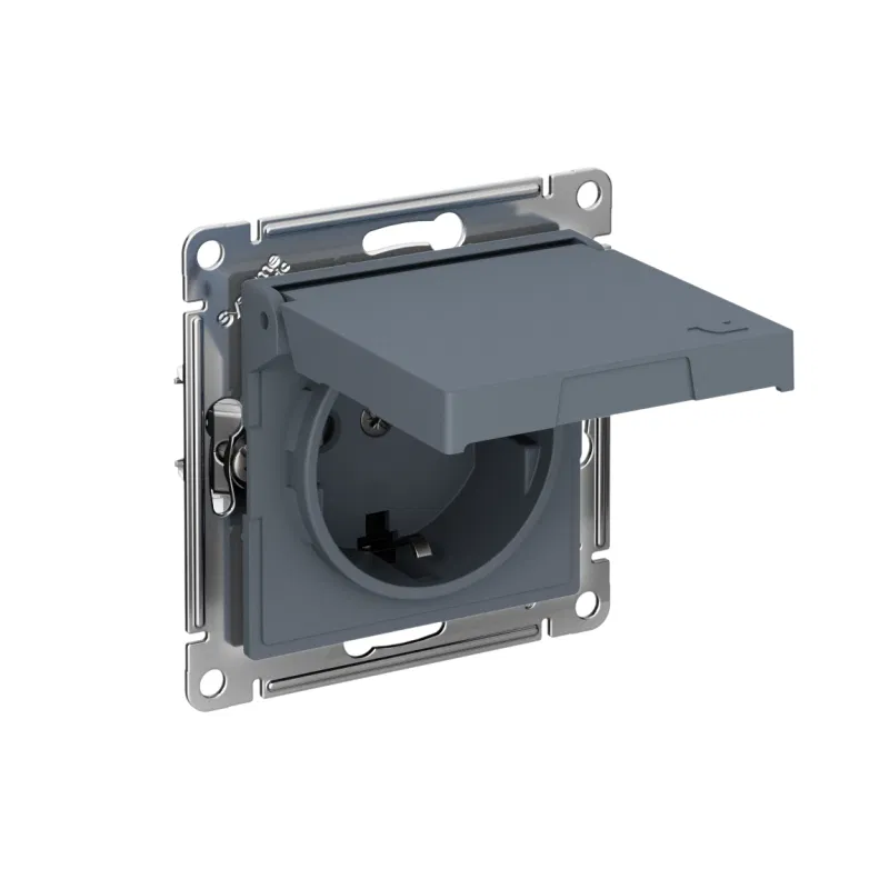 Розетка AtlasDesign 16А IP20 с заземл. защ. шторки с крышкой быстрозажим. клем. механизм грифель SE ATN000746S Systeme Electric