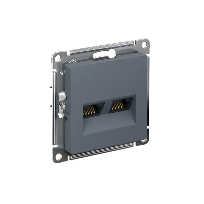 Розетка компьютерная 2-м AtlasDesign RJ45 + RJ45 кат.6A механизм грифель SE ATN000788 Systeme Electric