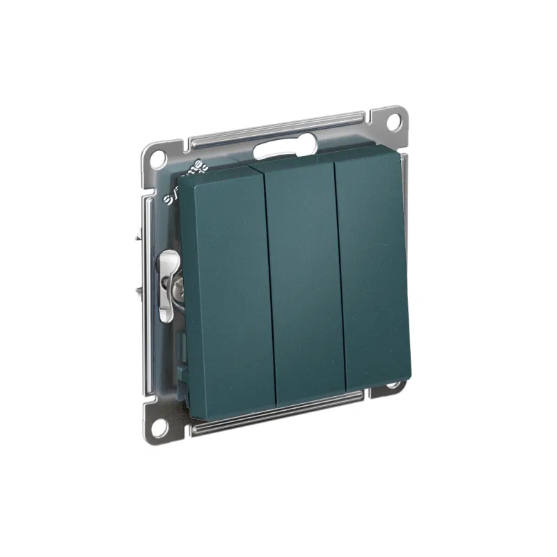 Выключатель 3-кл. СП AtlasDesign 10А IP20 (сх. 1+1+1) 10AX механизм изумруд SE ATN000831 Systeme Electric