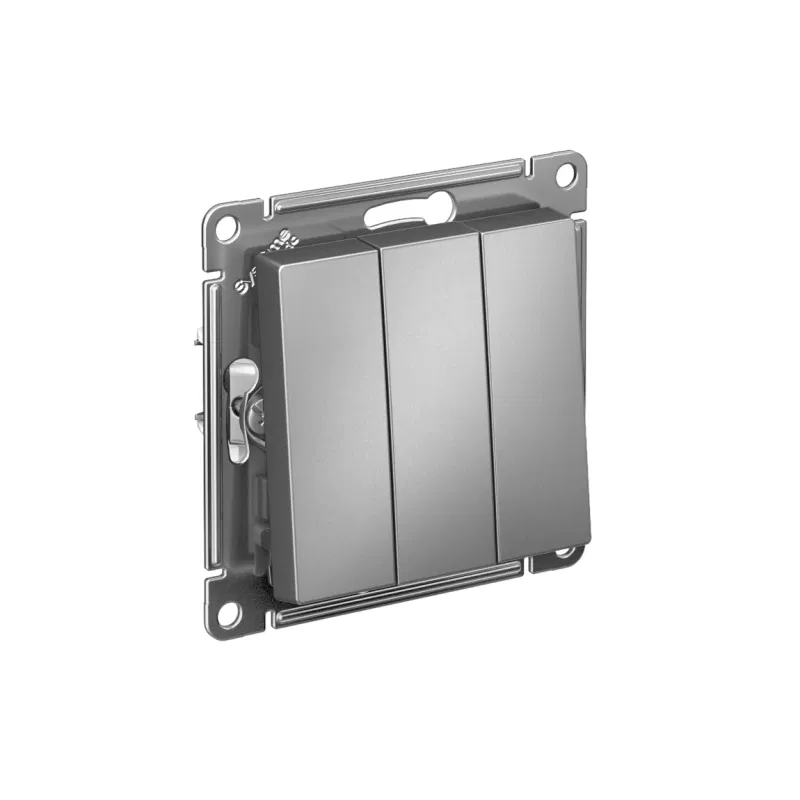 Выключатель 3-кл. СП AtlasDesign 10А IP20 (сх. 1+1+1) 10AX механизм сталь SE ATN000931 Systeme Electric