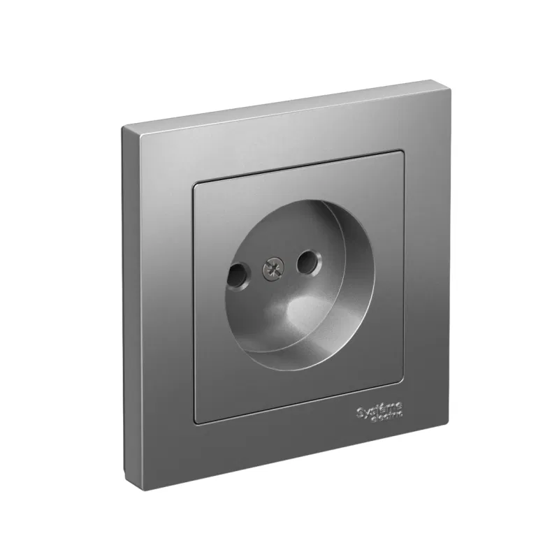 Розетка AtlasDesign 16А без заземл. быстрозажим. клем. в сборе сталь SE ATN000940S Systeme Electric