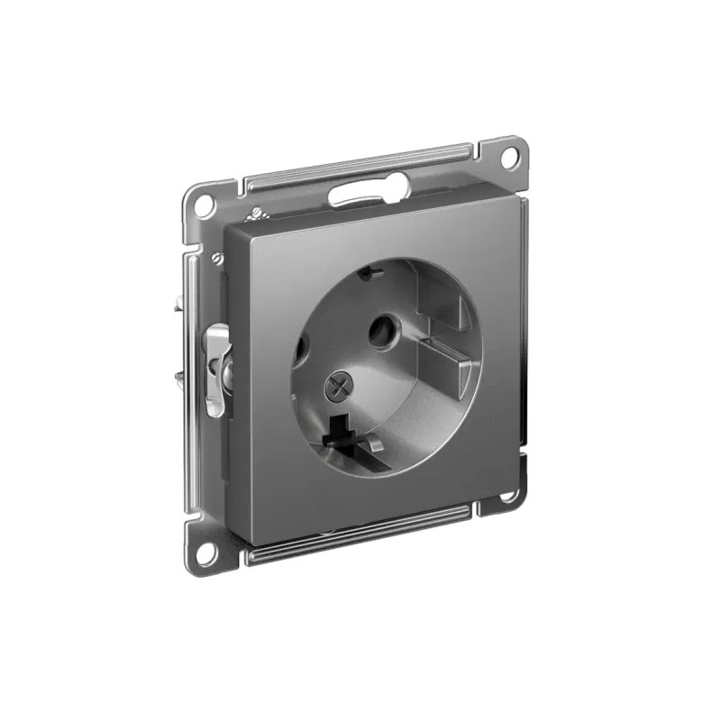 Розетка 1-м СП AtlasDesign 16А IP20 с заземл. механизм сталь SE ATN000943 Systeme Electric
