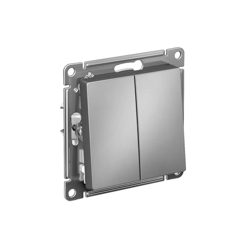 Выключатель 2-кл. СП AtlasDesign 10А IP20 (сх. 5) 10AX механизм сталь SE ATN000951 Systeme Electric