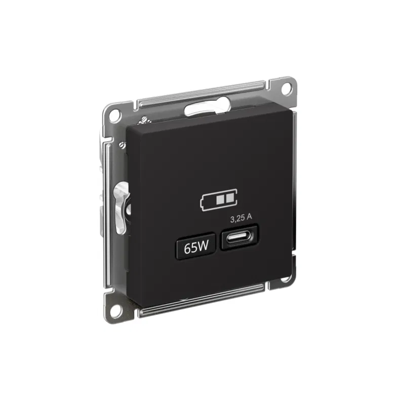 Розетка USB AtlasDesign тип C 65Вт QC PD высокоскор. ЗУ механизм карбон SE ATN001027 Systeme Electric
