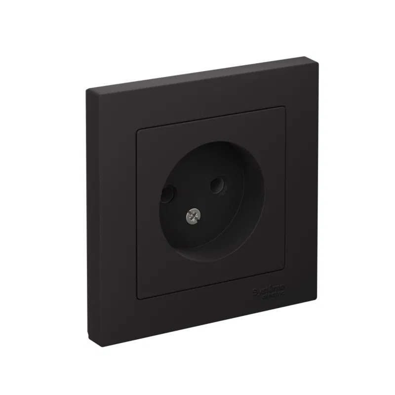 Розетка 1-м СП AtlasDesign 16А IP20 без заземл. в сборе карбон SE ATN001040 Systeme Electric