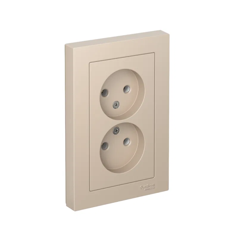 Розетка 2-м. AtlasDesign 16А без заземл. в сборе песочн. SE ATN001220 Systeme Electric