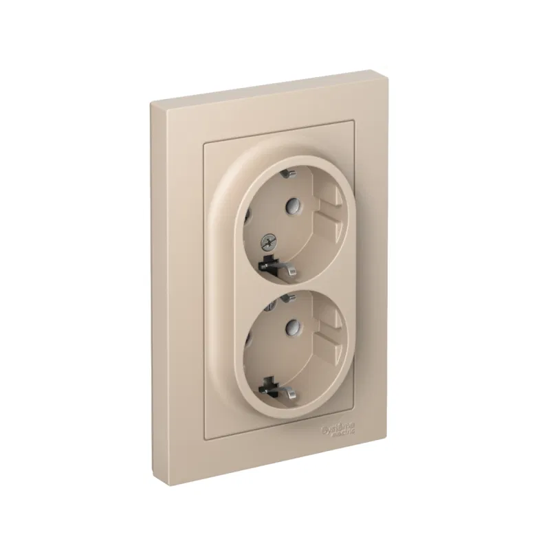 Розетка 2-м. AtlasDesign 16А с заземл. в сборе песочн. SE ATN001224 Systeme Electric