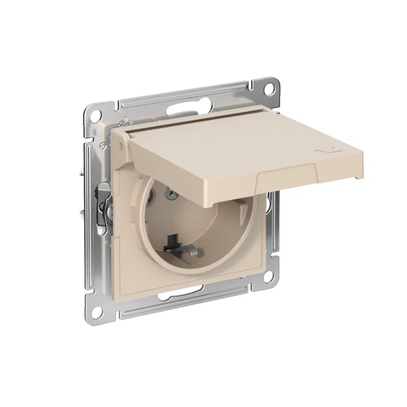 Розетка AtlasDesign 16А IP20 с заземл. защ. шторки с крышкой быстрозажим. клем. механизм песочн. SE ATN001246S Systeme Electric