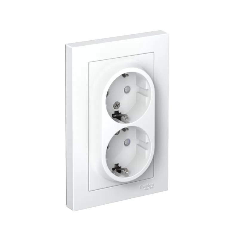 Розетка двойная AtlasDesign с заземл. со шторками 16А в сборе лотос SE ATN001326 Systeme Electric
