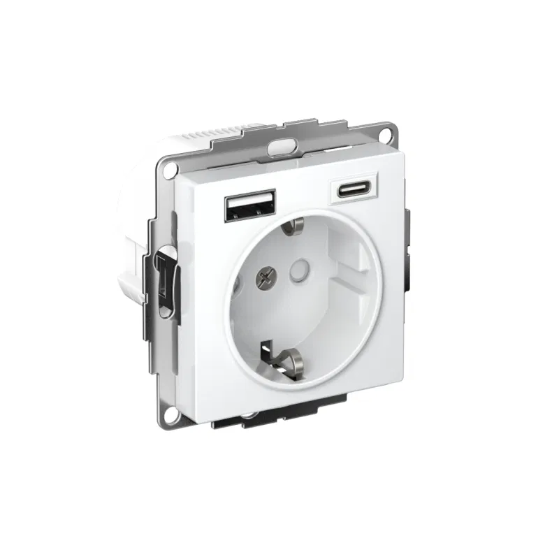 Розетка AtlasDesign 16А с 2-мя заряд. устройствами USB тип A+C 5В/2.4А/3.0А 2х5В/1.5А механизм лотос SE ATN001332 Systeme Electric