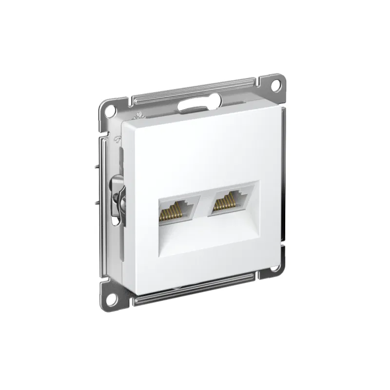 Розетка компьютерная 2-м AtlasDesign RJ45+RJ45 кат.5E механизм лотос SE ATN001385 Systeme Electric