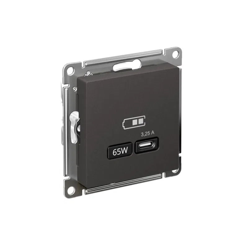 Розетка USB AtlasDesign тип C 65Вт высокоскор. ЗУ QC PD механизм базальт SE ATN001427 Systeme Electric