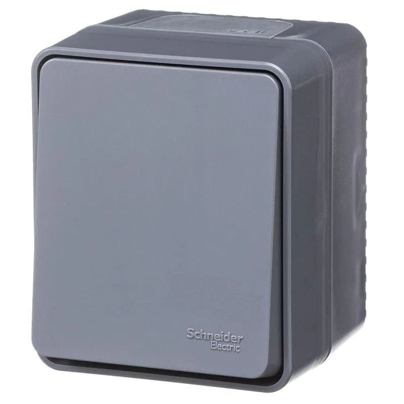 Выключатель кнопочный 1-кл. ОП AtlasDesign PROFI IP54 10АХ антрацит SE ATN544015 Systeme Electric