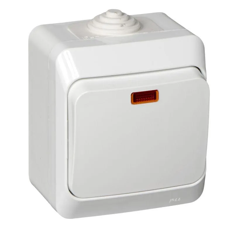 Выключатель 1-кл. ОП Этюд 10А IP44 10AX с подсветкой бел. SE BA10-045B Systeme Electric