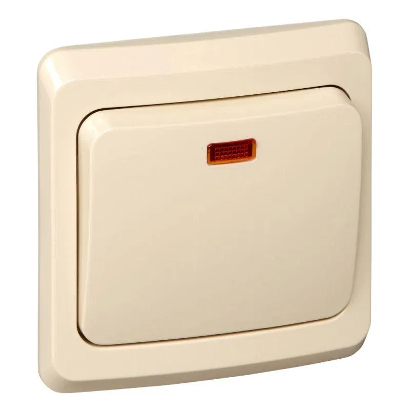 Переключатель проходной 1-кл. СП Этюд 10А IP20 с подсветкой крем. SE BC10-007K Systeme Electric