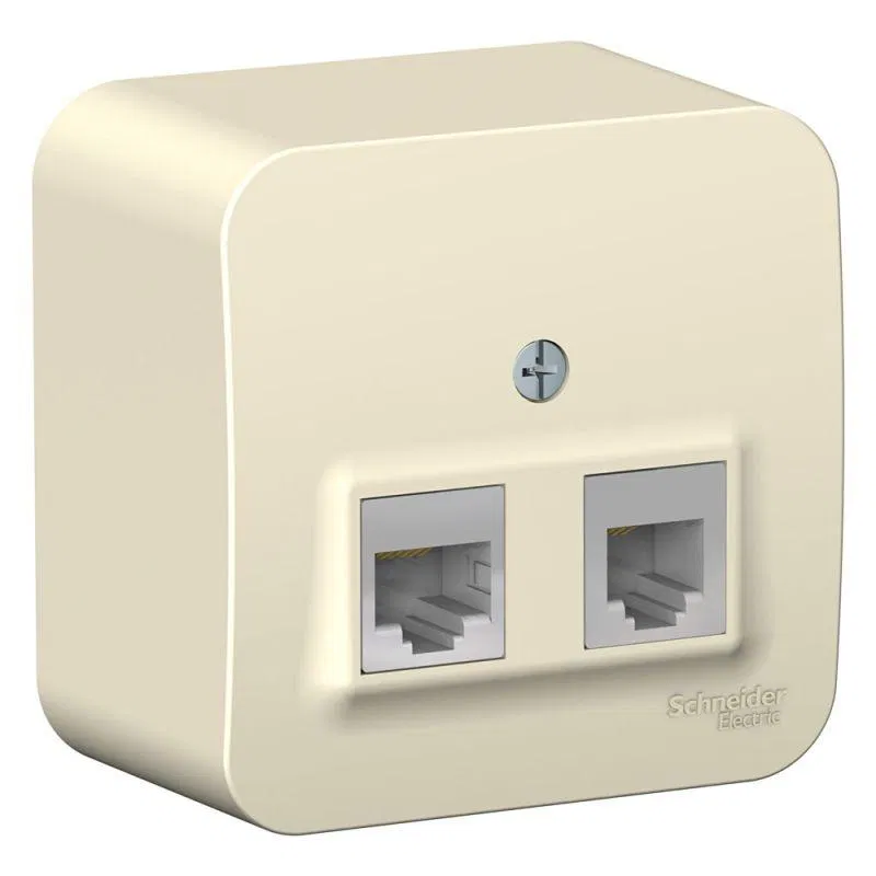 Розетка компьютерная + телефонная 2-м ОП Blanca RJ45 кат.5E + RJ11 с изолир. пластиной молочн. SE BLNIA045112 Systeme Electric