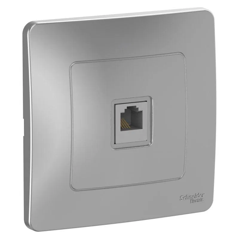 Розетка телефонная 1-м СП Blanca RJ11 алюм. SE BLNIS011003 Systeme Electric