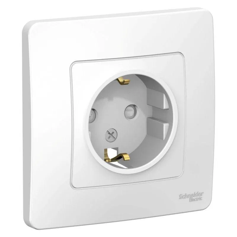 Розетка 1-м СП Blanca 16А IP20 250В с заземл. защ. шторки бел. SE BLNRS001111 Systeme Electric