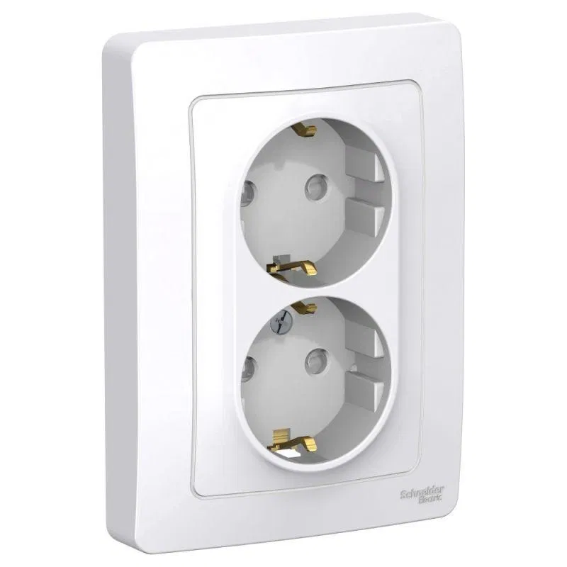 Розетка 2-м СП Blanca 16А IP20 250В с заземл. защ. шторки бел. SE BLNRS001121 Systeme Electric