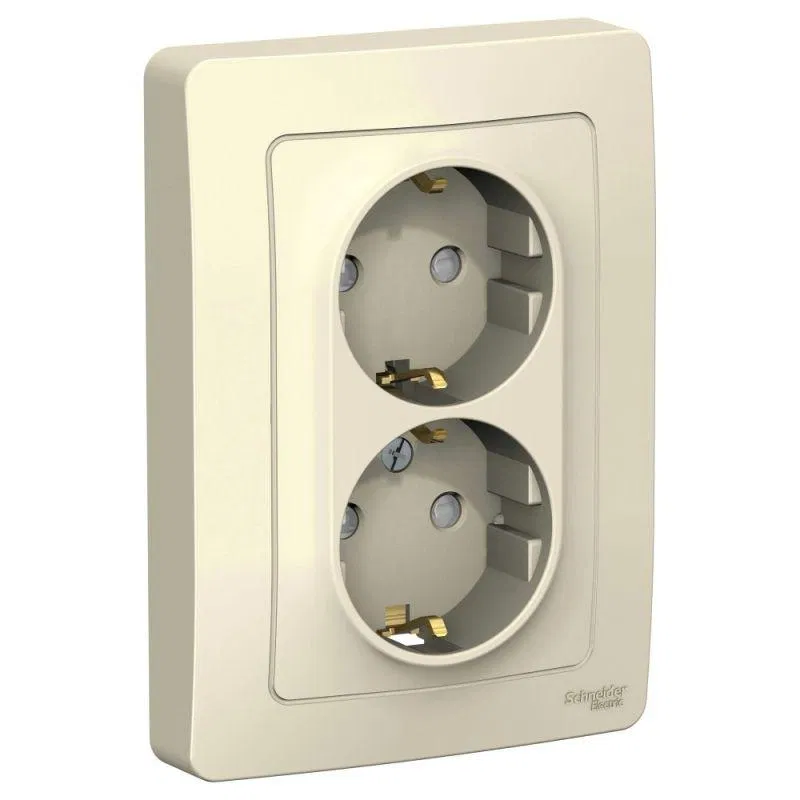 Розетка 2-м СП Blanca 16А IP20 250В с заземл. защ. шторки молоч. SE BLNRS001122 Systeme Electric