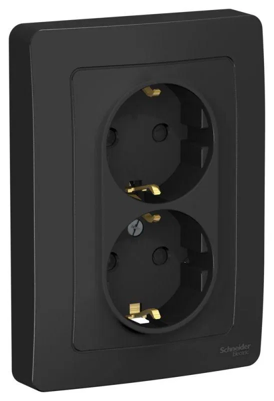 Розетка 2-м СП Blanca 16А IP20 250В с заземл. защ. шторки антрацит SE BLNRS001126 Systeme Electric