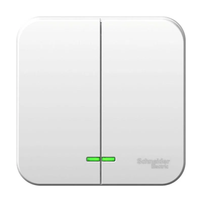 Выключатель 2-кл. ОП Blanca 6А IP20 (сх. 5) 250В с подсветкой с металлич. пластиной бел. SE BLNVA065121 Systeme Electric