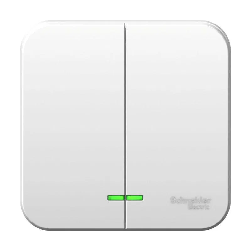 Выключатель 2-кл. ОП Blanca 10А IP20 (сх. 5) 250В с подсветкой с монтаж. пластиной бел. SE BLNVA105121 Systeme Electric
