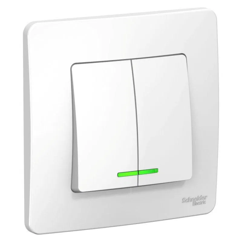 Выключатель 2-кл. СП Blanca 6А IP20 (сх. 5) 250В с подсветкой бел. SE BLNVS006511 Systeme Electric