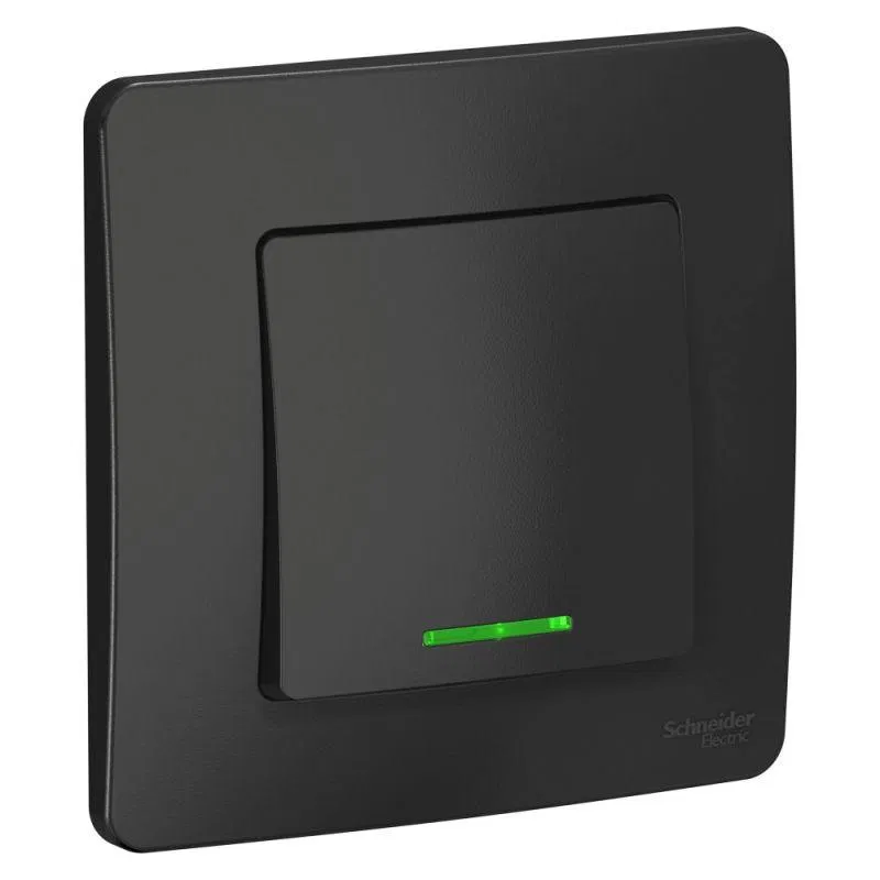 Выключатель 1-кл. СП Blanca 10А IP20 (сх. 1) 250В с подсветкой антрацит SE BLNVS010116 Systeme Electric