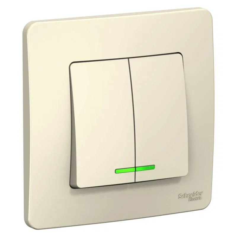 Выключатель 2-кл. СП Blanca 10А IP20 (сх. 5) 250В с подсветкой молочн. SE BLNVS010512 Systeme Electric