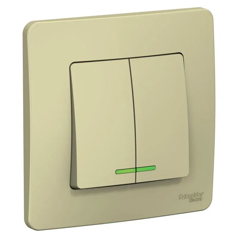 Выключатель 2-кл. СП Blanca 10А IP20 (сх. 5) 250В с подсветкой беж. SE BLNVS010517 Systeme Electric