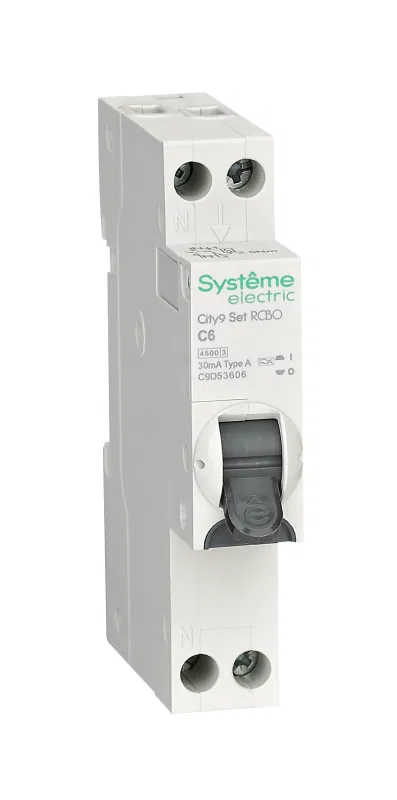 Выключатель автоматический дифференциального тока 2п (1P+N) C 6А 30мА тип A 4.5кА City9 18мм SE C9D53606 Systeme Electric