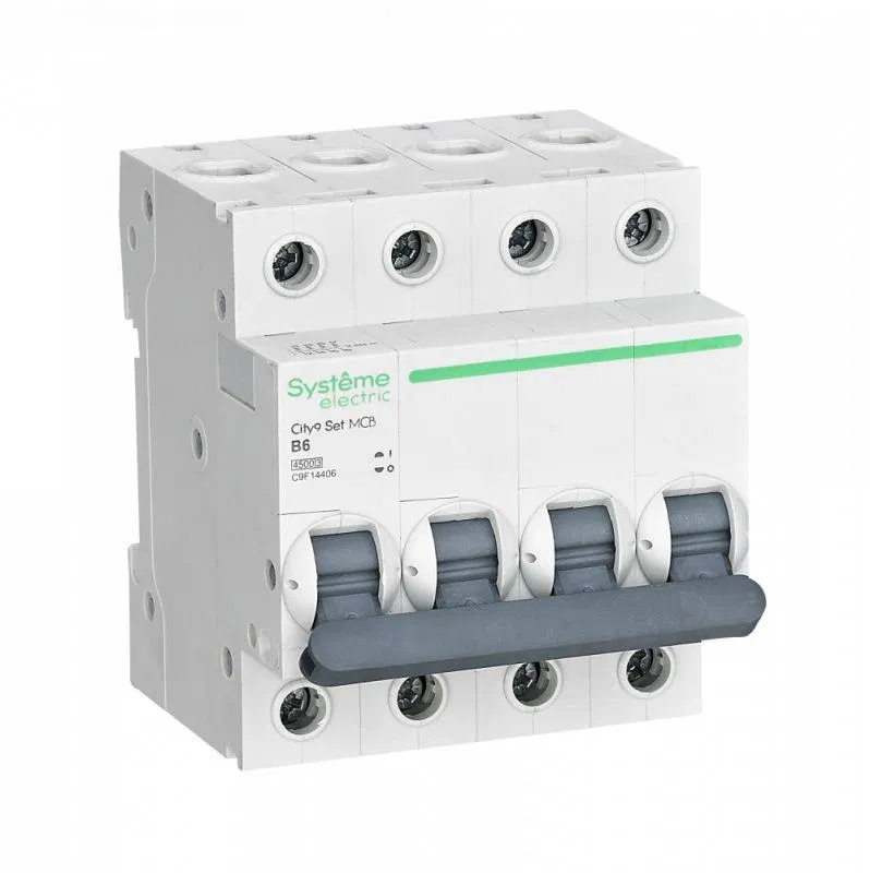 Выключатель автоматический модульный 4п B 6А 4.5кА City9 Set 400В SE C9F14406 Systeme Electric