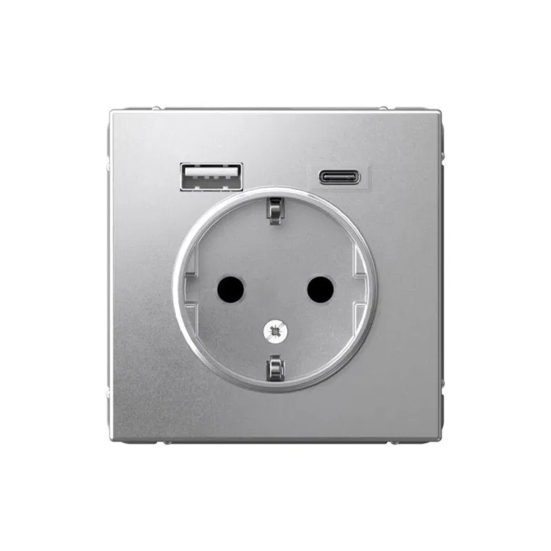 Розетка ArtGallery 16А с 2-мя заряд. устройствами USB A+C 5В/2.4А/3А 2х5В/1.5А механизм алюм. SE GAL000332 Systeme Electric