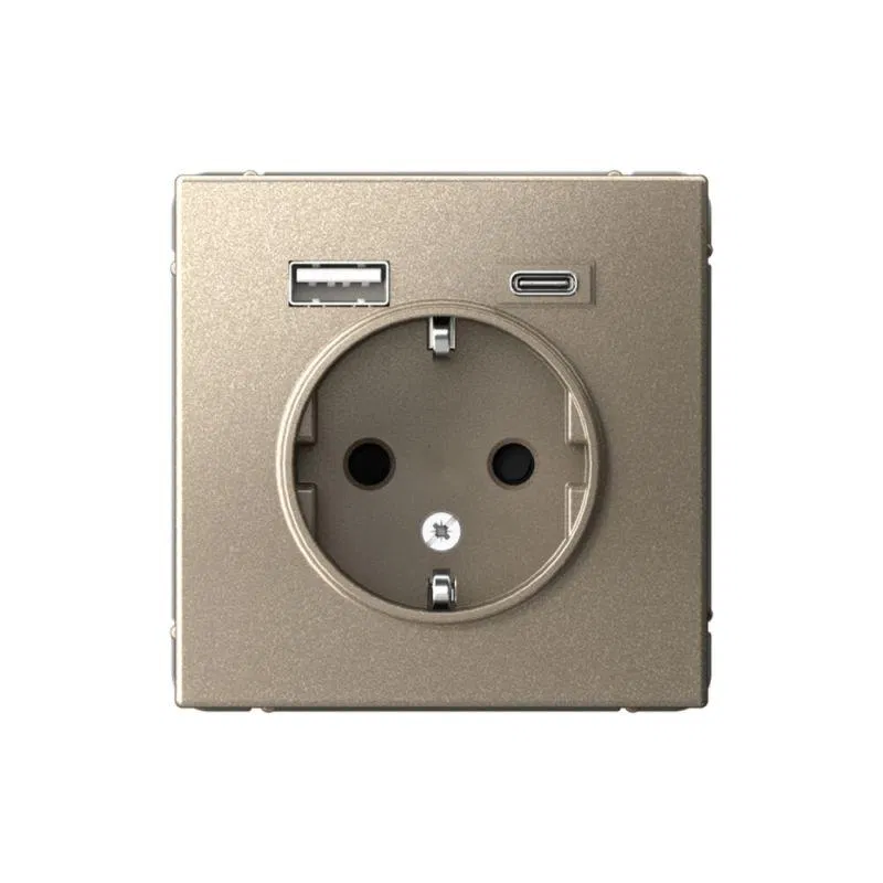 Розетка ArtGallery 16А с 2-мя заряд. устройствами USB A+C 5В/2.4А/3А 2х5В/1.5А механизм шампань SE GAL000532 Systeme Electric
