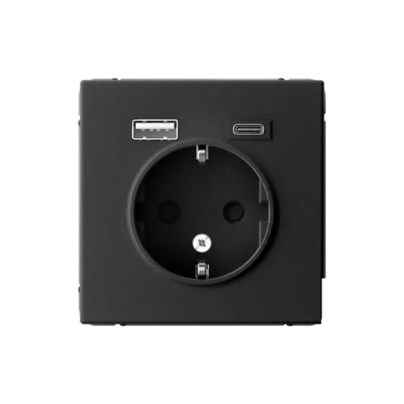 Розетка ArtGallery 16А с 2-мя заряд. устройствами USB A+C 5В/2.4А/3А 2х5В/1.5А механизм карбон SE GAL001032 Systeme Electric