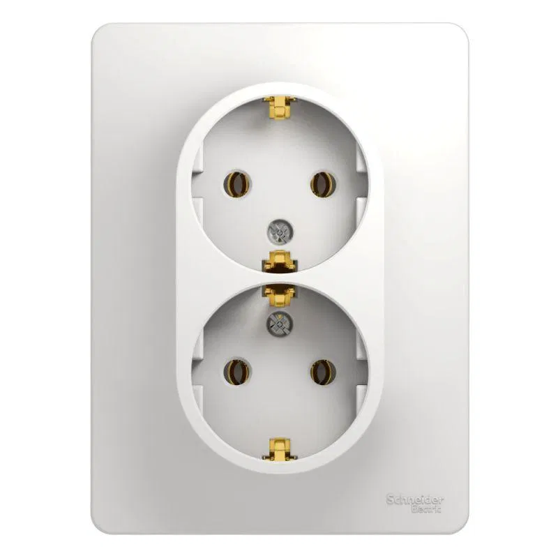 Розетка 2-м СП Glossa 16А IP20 с заземл. в сборе бел. SE GSL000124 Systeme Electric