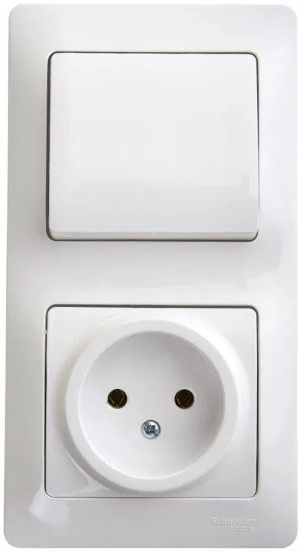 Блок комбинированный Glossa (розетка + 1-кл. выкл.) бел. SE GSL000160 Systeme Electric
