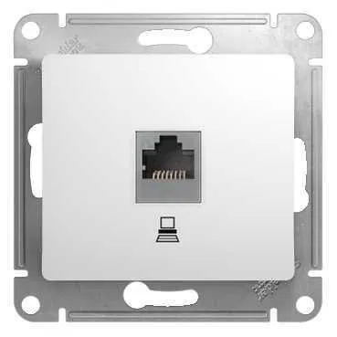 Розетка компьютерная 1-м СП Glossa RJ45 кат.5E механизм бел. SE GSL000181K Systeme Electric